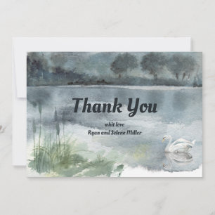 Landschapsmeer met zwanen bedankkaart