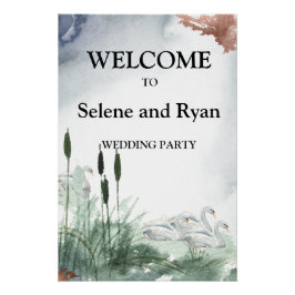 Landschapsmeer met zwanen perfect poster