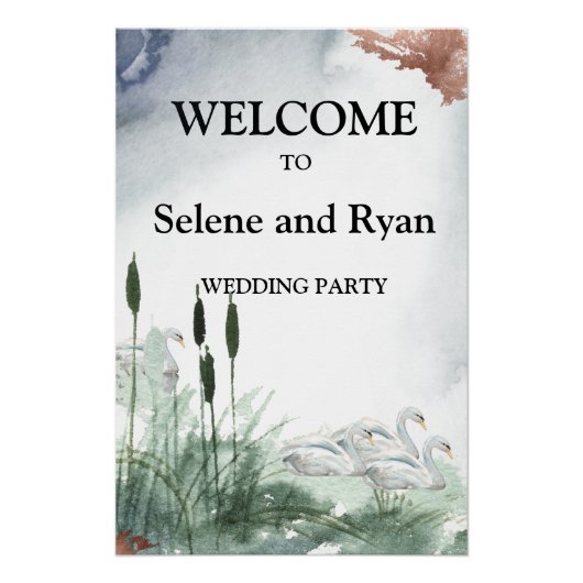 Landschapsmeer met zwanen perfect poster (Voorkant)