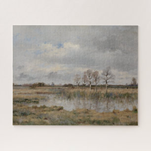 Landschapsolie op doek, kunst. Olie Legpuzzel