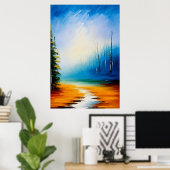 Landschapsolie Schilderen - Minimalistisch Poster (Thuiskantoor)