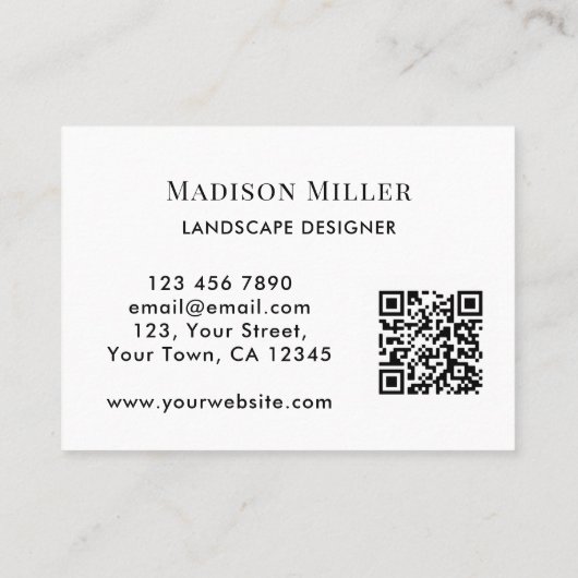 Landschapsontwerper QR Code Greenery Visitekaartje (Achterkant)