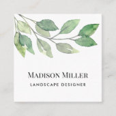 Landschapsontwerper Waterverf Greenery Vierkante Visitekaartje (Voorkant)