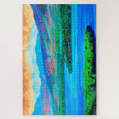 Landschapspuzzel van het meer en de bergen legpuzzel (Verticaal)