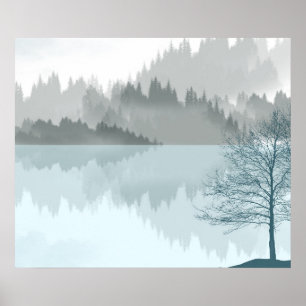 Landschapsreflectie Groen Poster