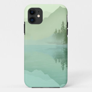 Landschapsreflectie Meer bomen Groen iPhone 11 Hoesje