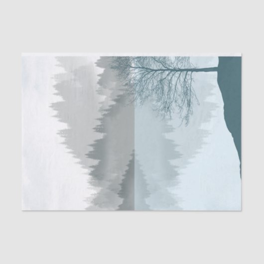 Landschapsreflectie Meer bomen Groen Tissuepapier (Voorkant)