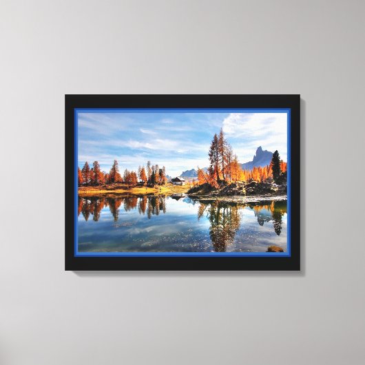 Landschapsrivier in najaar op Canvas Print (Voorkant)