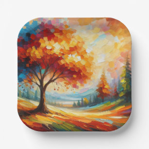 Landschapsschilderij met heldere kleuren-96771 papieren bordje