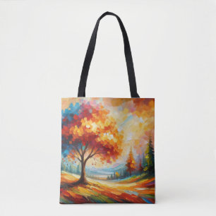 Landschapsschildering met felle kleuren draagtas