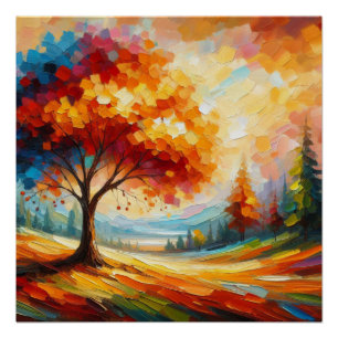 Landschapsschildering met heldere kleuren perfect poster