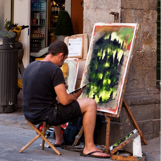 Landschapsschildering van bossen met bossen canvas afdruk