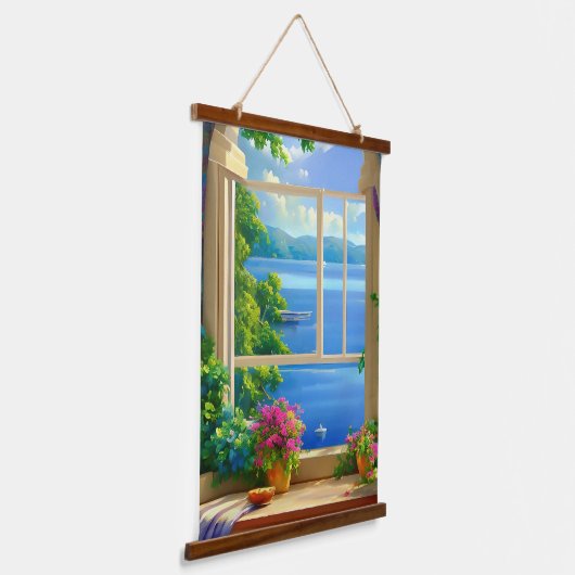 Landschapsschildering van het meer hangend wandkleed (Gebogen)