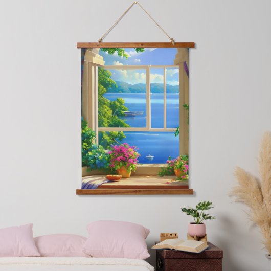 Landschapsschildering van het meer hangend wandkleed (Slaapkamer)