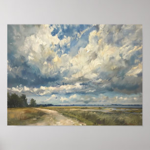  landschapsschilderkunst, neutrale wolk poster