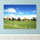 landschapstrips boerderij canvas afdruk (Insitu (Houten vloer))