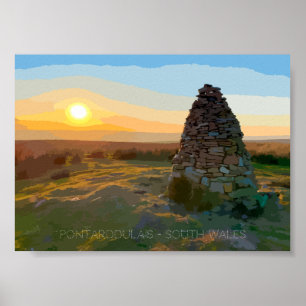 Landschapsvector van het uitzicht van het berggebi poster