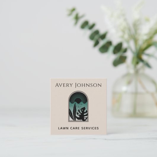 Landschapsverzorging in tuingkunst Deco Tropisch Vierkante Visitekaartje (Staand voorkant)