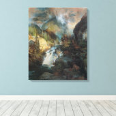  landschapswaterval in bergen door Moran Canvas Afdruk (Insitu (Houten vloer))