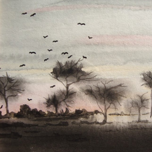 Landschapszonsondergang in de herfst van de bijten kussen (Creator heeft geüpload)