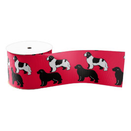 Landseer en Black Newfies Ribbon Grosgrain Lint