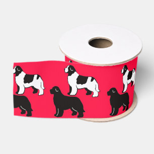 Landseer en Black Newfies Ribbon Grosgrain Lint