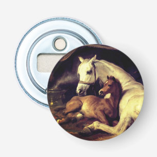 Landseer Horses Button Flesopener