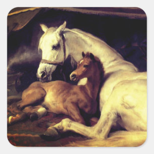 Landseer Horses Vierkante Sticker