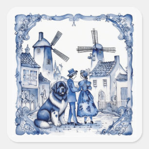 Landseer in Delft-dorp Vierkante Sticker