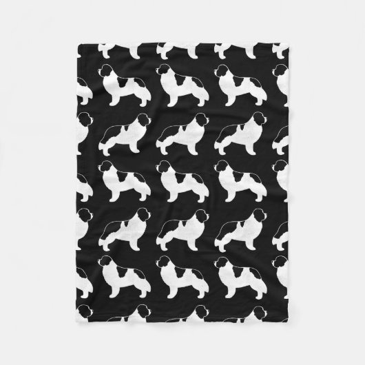 Landseer Newfoundland Dog Silhouettes Pattern Fleece Deken (Voorkant)