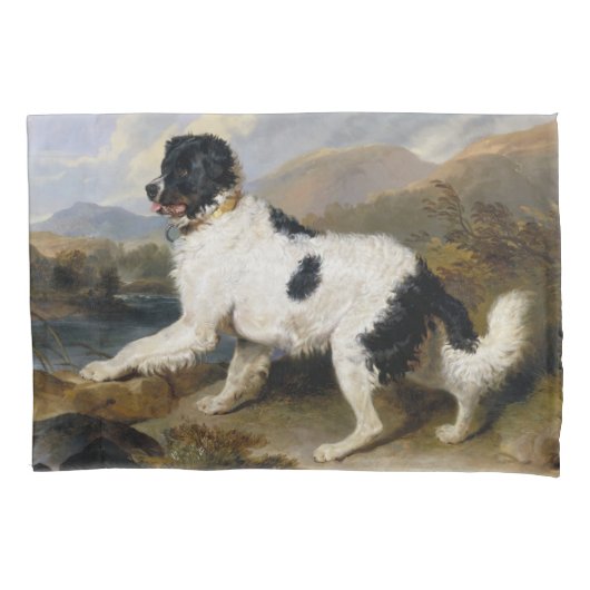 Landseer Newfoundland Dog (zwart en wit dier) Kussensloop (Voorkant-Links)