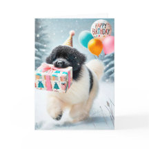 Landseer Newfoundland Winter Verjaardagskaart