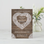 Landselijke kanten hart 13e trouwdag kaart (Staand voorkant)