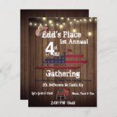 Landstijl 4e juli uitnodiging (Voorkant / Achterkant)