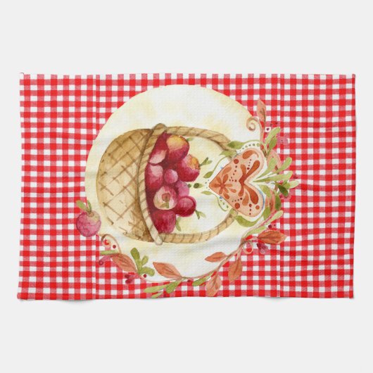 Landstijl Apple oogst met Gingham Theedoek (Horizontaal)