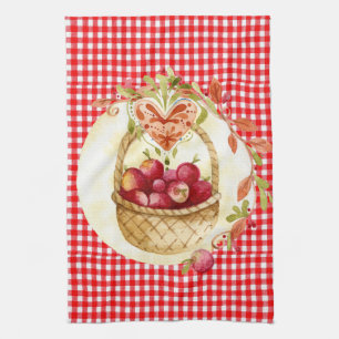 Landstijl Apple oogst met Gingham Theedoek