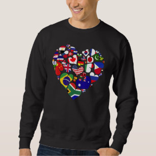 Landvlag Heart Traveler Wereld Vlag Trui