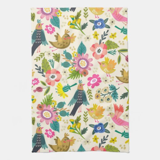 Landvogels en bloesems kleurige handdoeken (Verticaal)