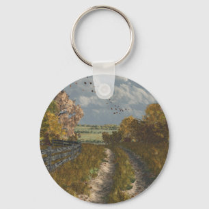 Landweg in de herfst sleutelhanger