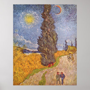 Landweg met cipres Vincent van Gogh Poster