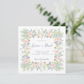 Landweide floral waterverf Wedding Kaart (Staand voorkant)