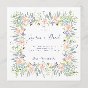 Landweide floral waterverf Wedding Kaart