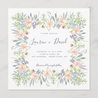 Landweide floral waterverf Wedding Kaart