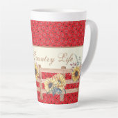 Landzonnebloemen op Bandana Print Custom Latte Mok (Rechterhoek)