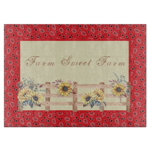 Landzonnebloemen op Bandana Print Custom Snijplank (Voorkant)