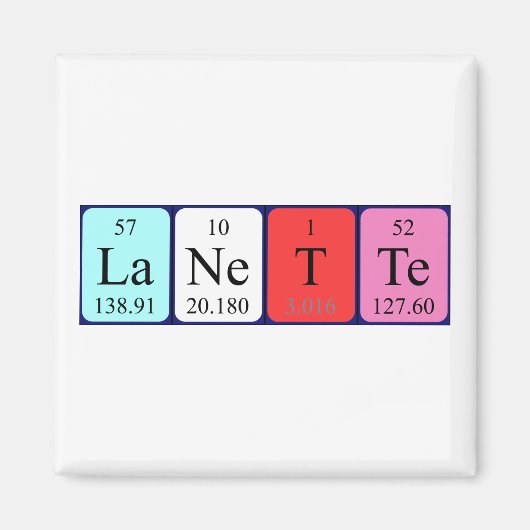 Lanette periodiek table name magnet magneet (Voorkant)