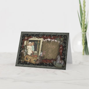 Lang geleden wenst Vintage-kerstkaart Feestdagen Kaart