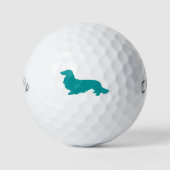 Lang Haar Dachshund Blauwgroen Golfer Gift Golfballen (Voorkant)