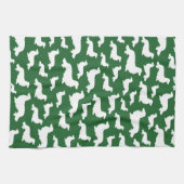 Lang Haar Dachshund Bos Groene Keukenhanddoek (Horizontaal)