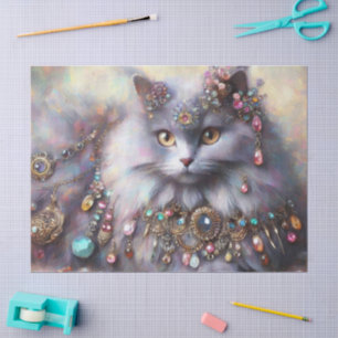 Lang Haar Grijs Nebelung Kat Kat Decoupage Tissuepapier